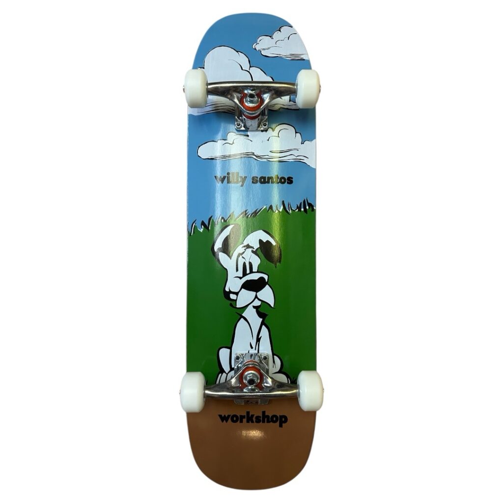 WORKSHOP DECK | "SANTOS DOG 1995" | SHOVEL NOSE V1 | COMPLETE SKATEBOARD | DECK SIZE 8.5